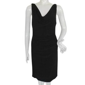 LRL Dress, S, Black, Gathered hip, Sleeveless, Drape neck, LBD, Evening
